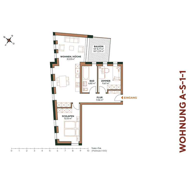 Grundriss Wohnung 1