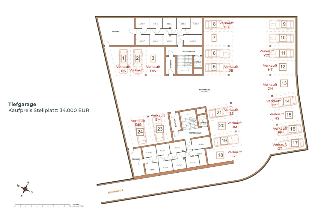 Grundriss Tiefgarage